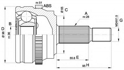 OPEN PARTS cvj550110 -  Шарнирный комплект, приводной вал